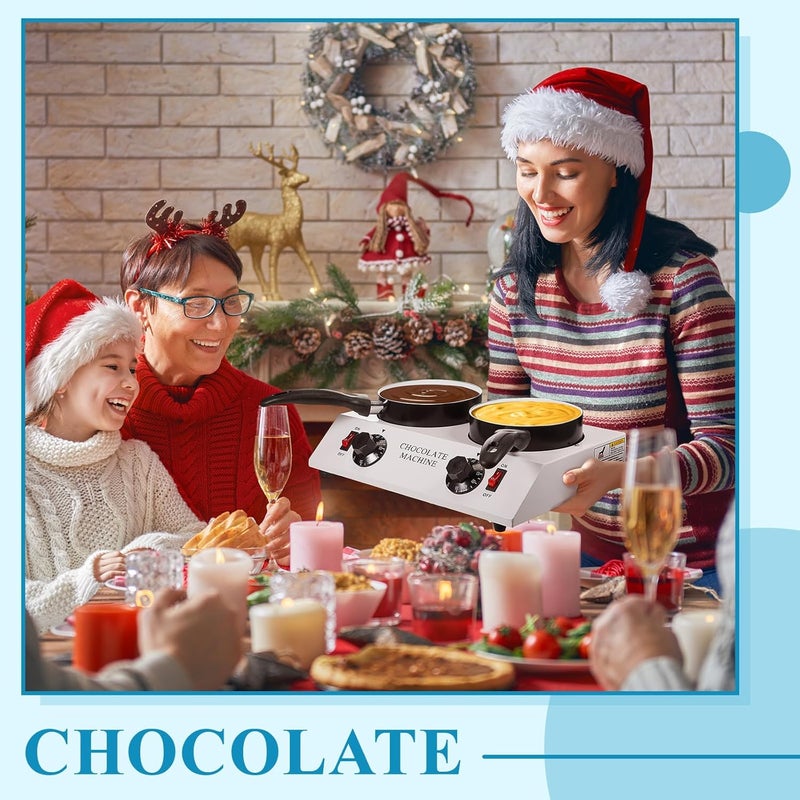 ROCEEI 1 Set Chocolate Boiler Electric Heating Chocolate Melting Tempering Machine with 1 Silicone Spatula Boiler for Melting for Candy (Double Pot) - Image 5